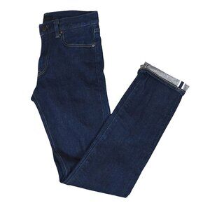 Uniqlo Selvedge Jeans 28x34 Dark Wash Slim Fit Raw Edge Minimalist Core